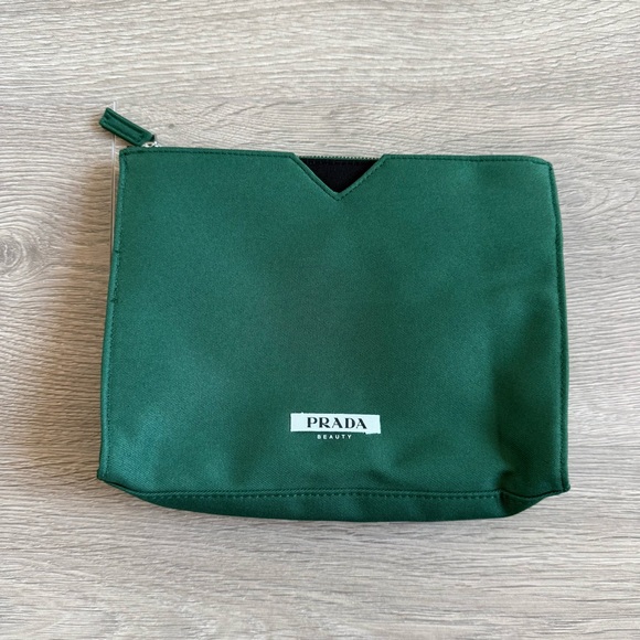 🆕 Prada Beauty Green Cosmetic Travel Toiletry Bag